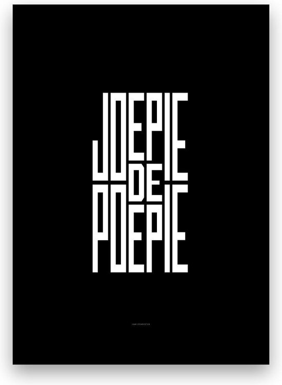 Poster: Joepie de Poepie - zwart - A4 - Zwart-wit