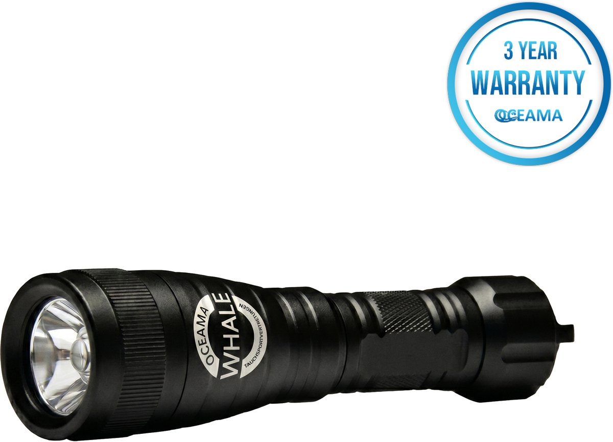 Oceama Whale - Duiklamp - Zaklamp voor onderwater - LED 1000 Lumen - Zwart