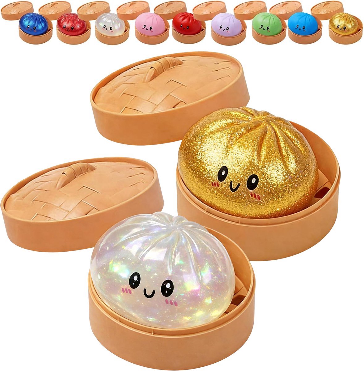 2 Stuks Giant Squishy Dumpling Squishy - Fopartikelen - dumpling speelgoed - Angst Te Verminderen - Glitter Fidget Squishy - Fidget Toys - Anti-stress Knijpspeelgoed - Zachte, Langzame Squishy Dumplings - Sensorisch Fidget - Decompressiespeelgoed