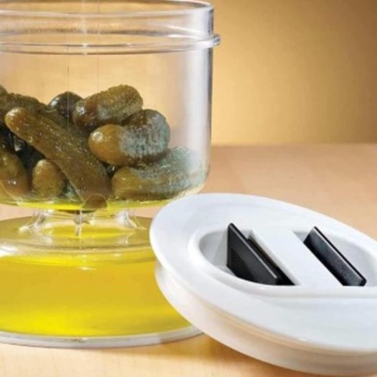 Kitchen Kitchen Storage, Juice Separator Of Wet And Dry Leakproof Upside Down Olives Food Saver Container Airtight Lid Hourglass Pickle Pot van MerryBooBoos — afbeelding 4