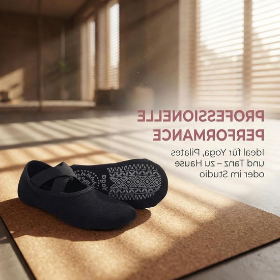 Yoga Sokken voor Dames - Antislip Pilates Sokken met Kruisband voor Yoga, Ballet en Fitness - Stopper Sokken in Zwart, One Size, Perfect voor Thuis en Sportschool — afbeelding 4