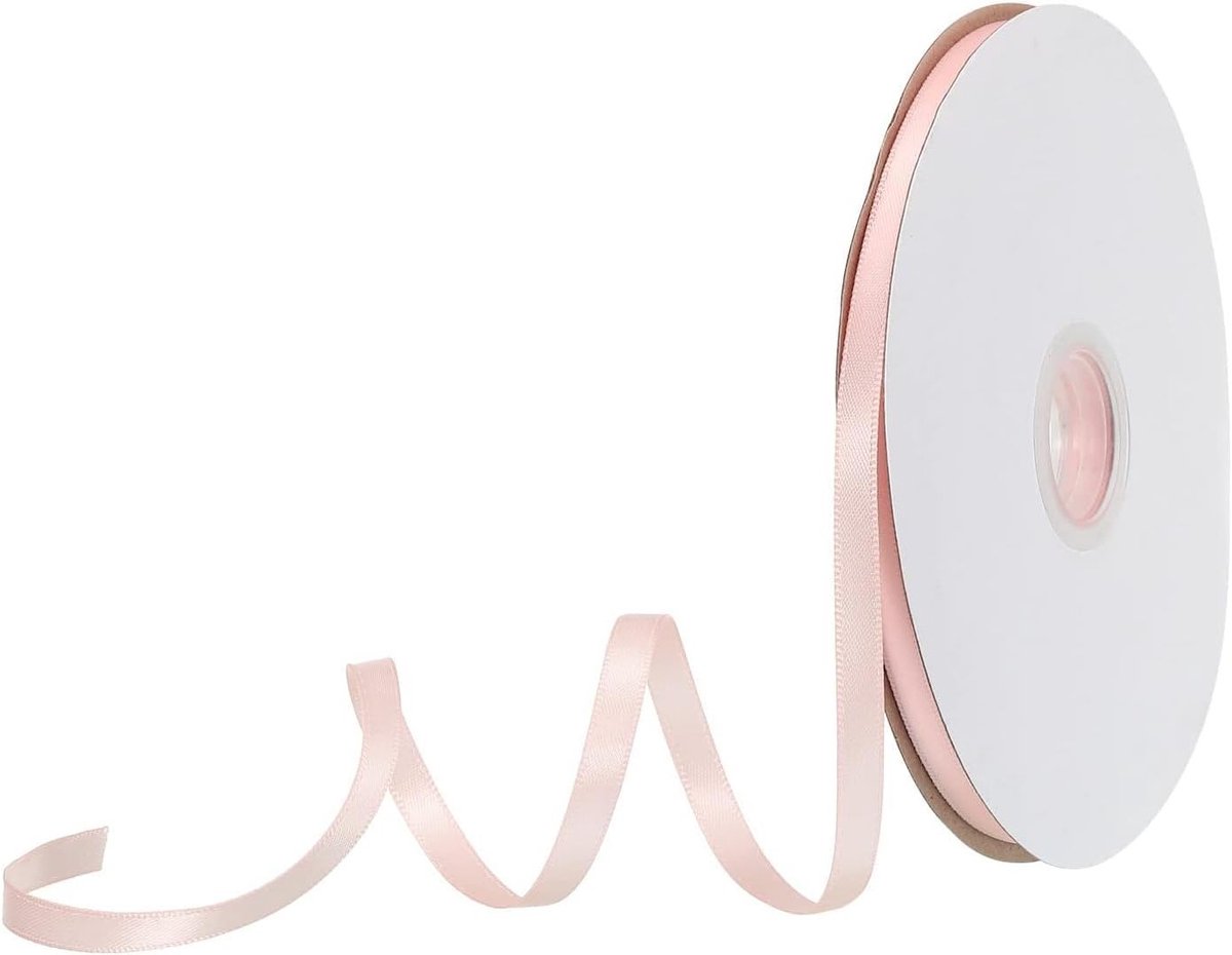 6 mm 50 meter satijnen lint, enkelzijdig grosgrain dun effen zijden lint voor bruiloften, cadeauverpakking en taartdecoratie, perzikroze kleur