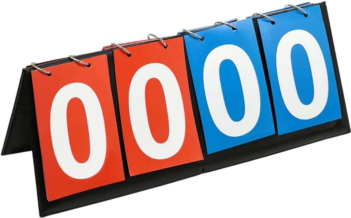 4-cijferig sportscorebord - Tafelscorebord - scorebord - scorebord voetbal - sport scorebord - Geschikt voor basketbal, tennis en badminton - PP - Blauw en rood