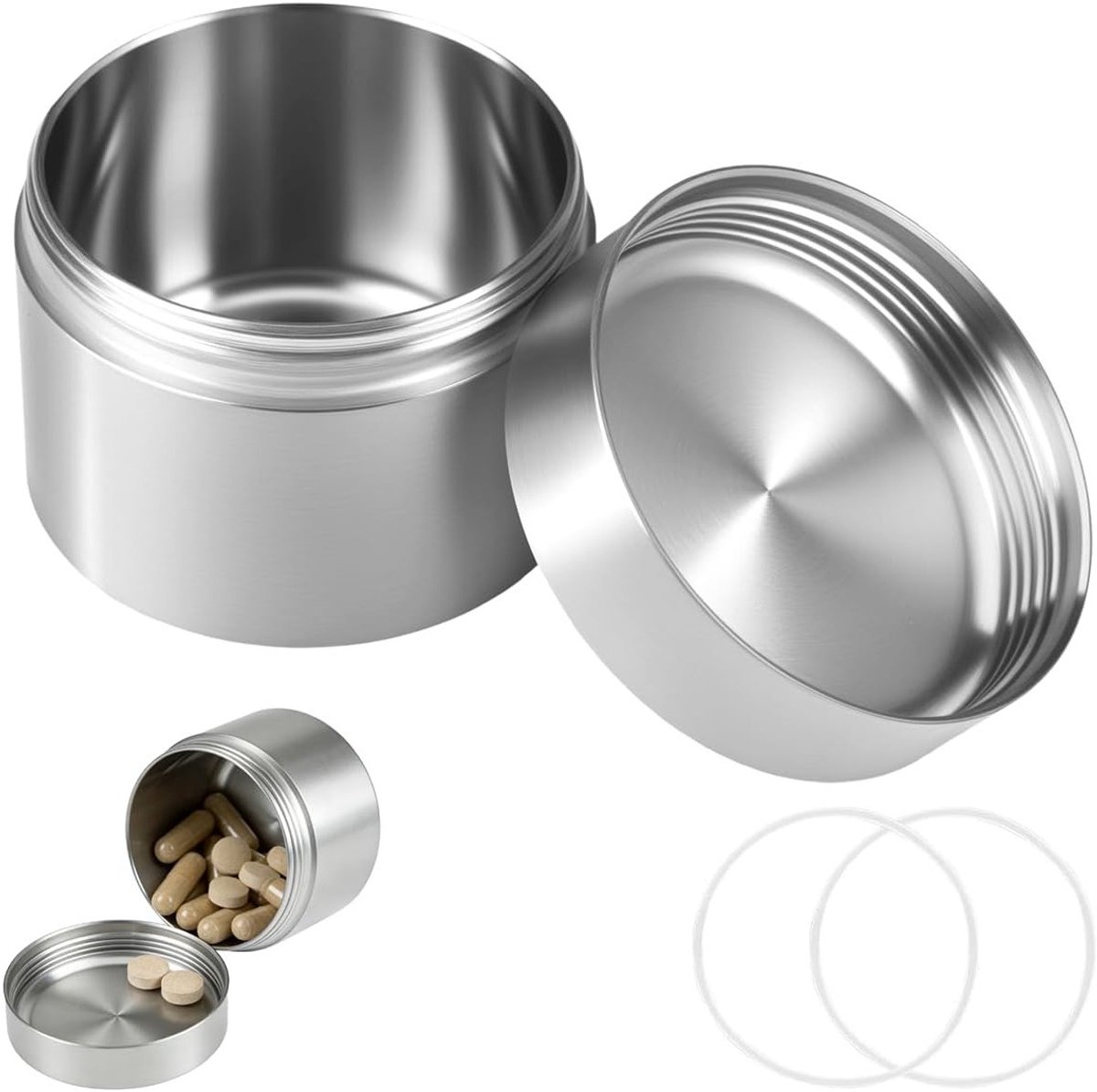 Compacte RVS Sealing Box voor Theebladeren en Medicijnen - 10ml Waterdichte Opbergdoos voor Reizen, Pillen en Kruidenspecerij