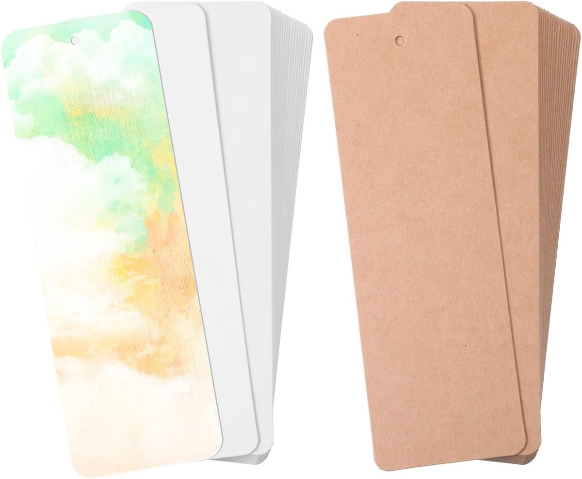 40 Stuks Lege Waterverf Boekenleggers, Witte en Bruine Papierkaarten voor Schilderen en DIY Creaties (4.8x15cm)