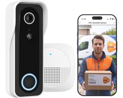 Trust Draadloze Video Deurbel – DOORCAM-3000 – Accu oplaadbaar met USB-C – 2K 3MP – Geen Abonnementskosten – inclusief Chime – Deurbel met Camera – Wit