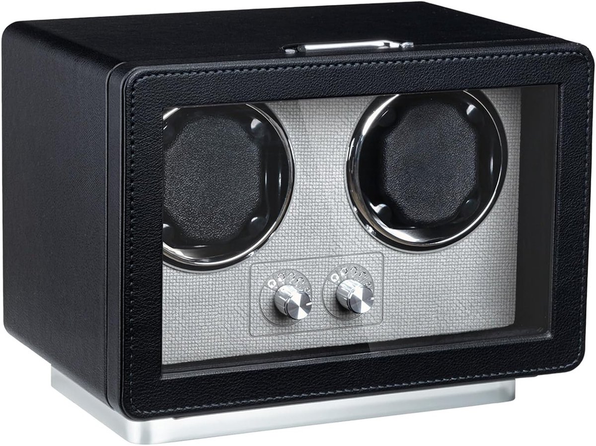 Automatische Horloge Winder met Dubbele Box en LED Verlichting, Stille Japanse Motor, Perfect Cadeau voor Hem-Voor Haar, Zwart