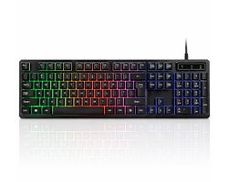 Gaming Toetsenbord met RGB Verlichting – Full Size – Mechanisch Gevoel – Waterbestendig – Geschikt voor PC & Laptop