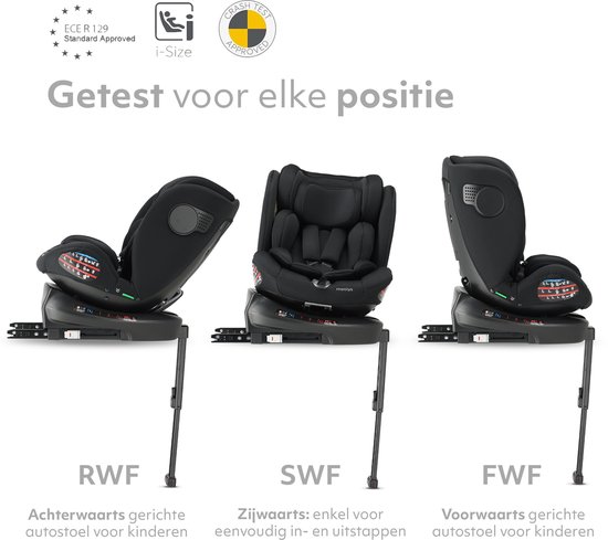 Mooiys Indy Luxe Autostoel i-Size - 360° Draaibaar - Isofix - Zwart — afbeelding 3