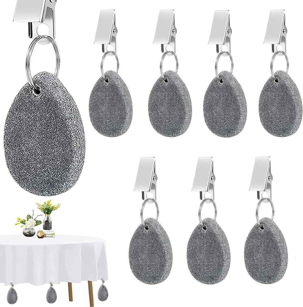8 Stuks Tafelkleed Gewichten van Natuursteen voor Tuinfeesten, Camping en Picknicks
