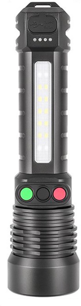 Kleine LED-zaklamp, 800 lumen, oplaadbaar, handzaam, zoombare zaklamp, krachtige waterdichte zaklamp, geschikt voor wandelen en noodsituaties, type B (wit licht, rood licht, groen licht)