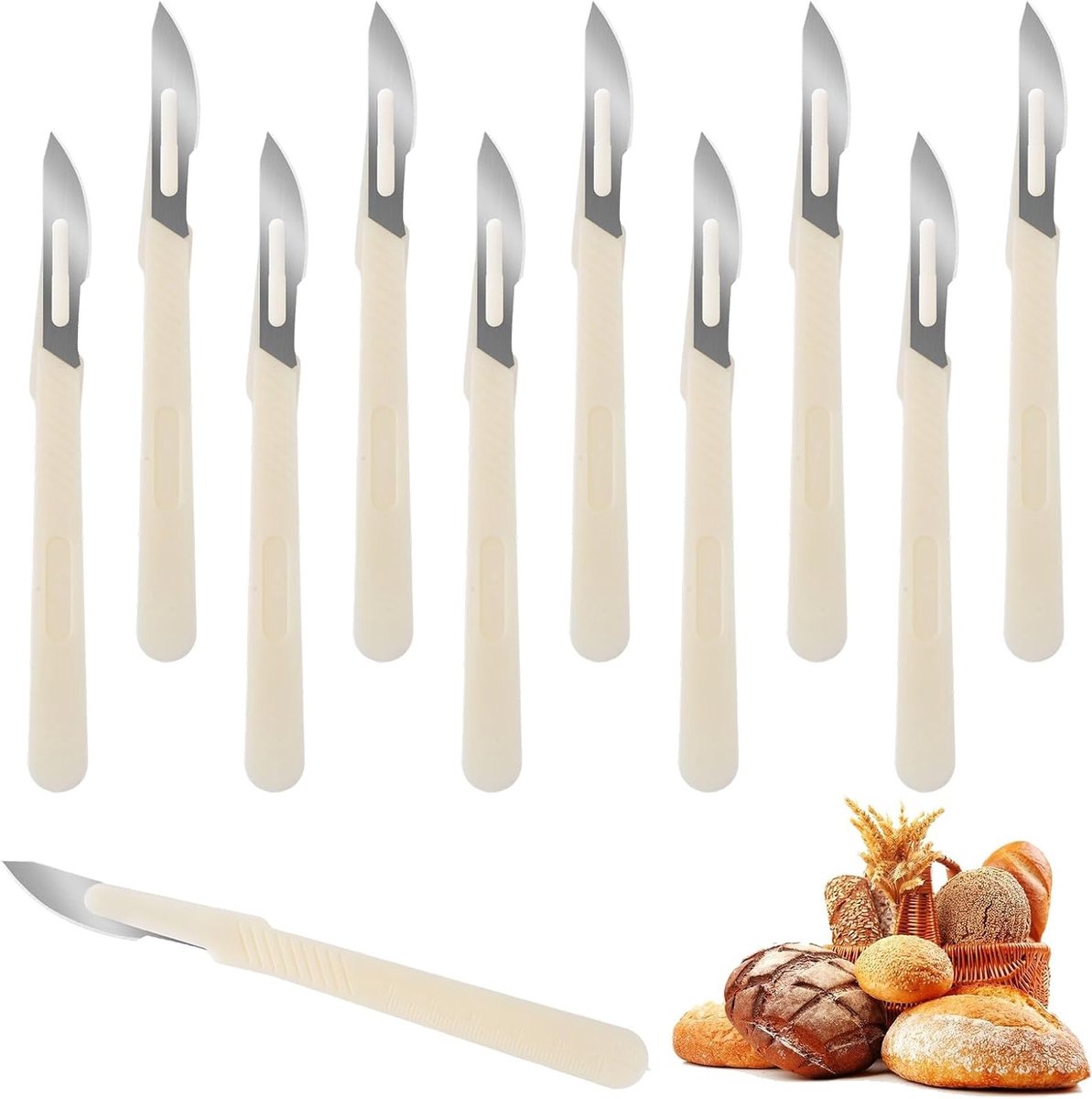 Set van 6 Broodmessen van 15,5 cm - Slijtvast en Ergonomisch Ontwerp voor Perfect Snijden van Brood en Gebak, Ideaal voor Bakkerijen en Thuisgebruik