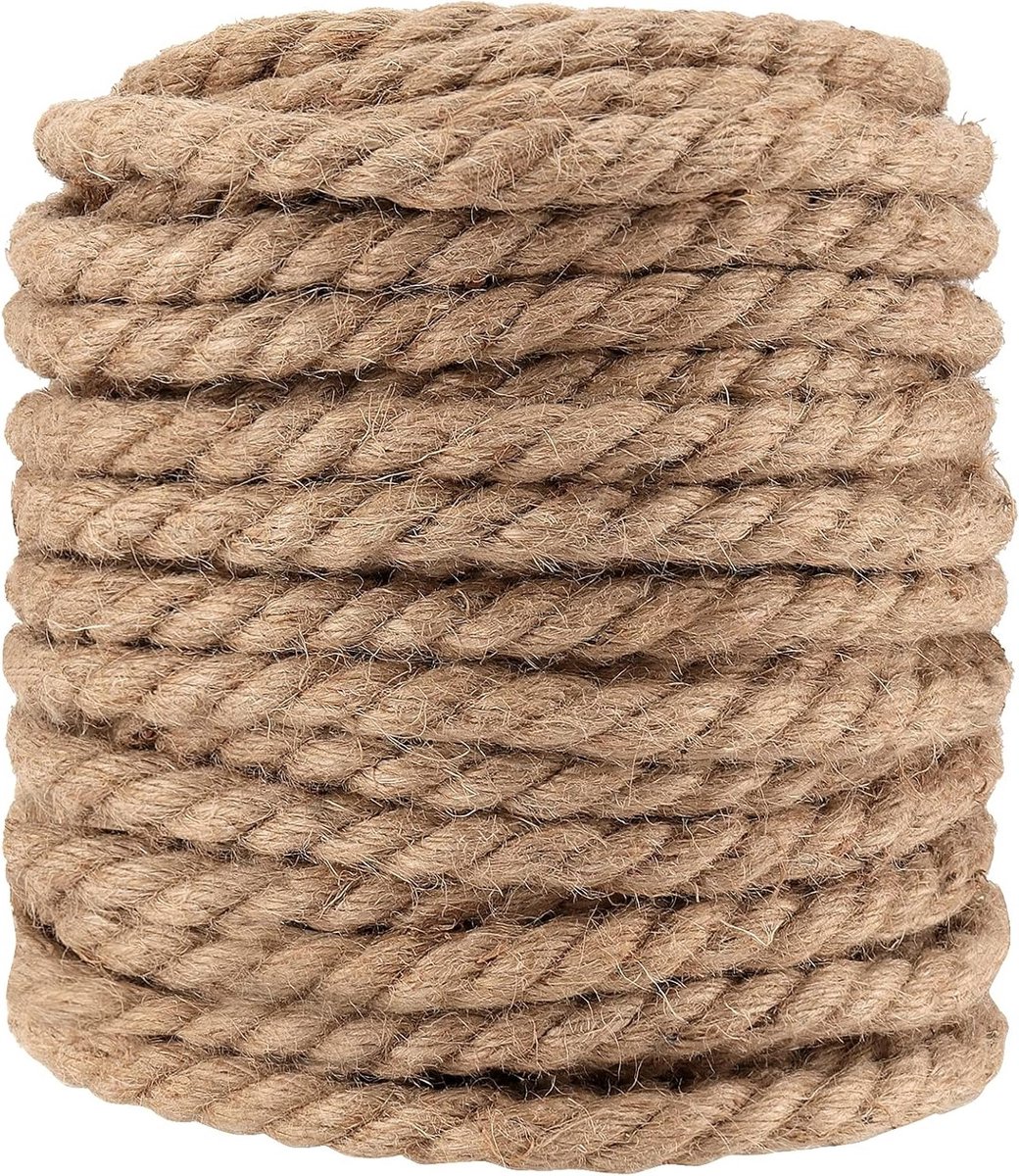 Natuurlijke Jute Touw van 50 Meter, Dikte 10mm, Geschikt voor DIY Projecten, Tuinieren en Decoratie