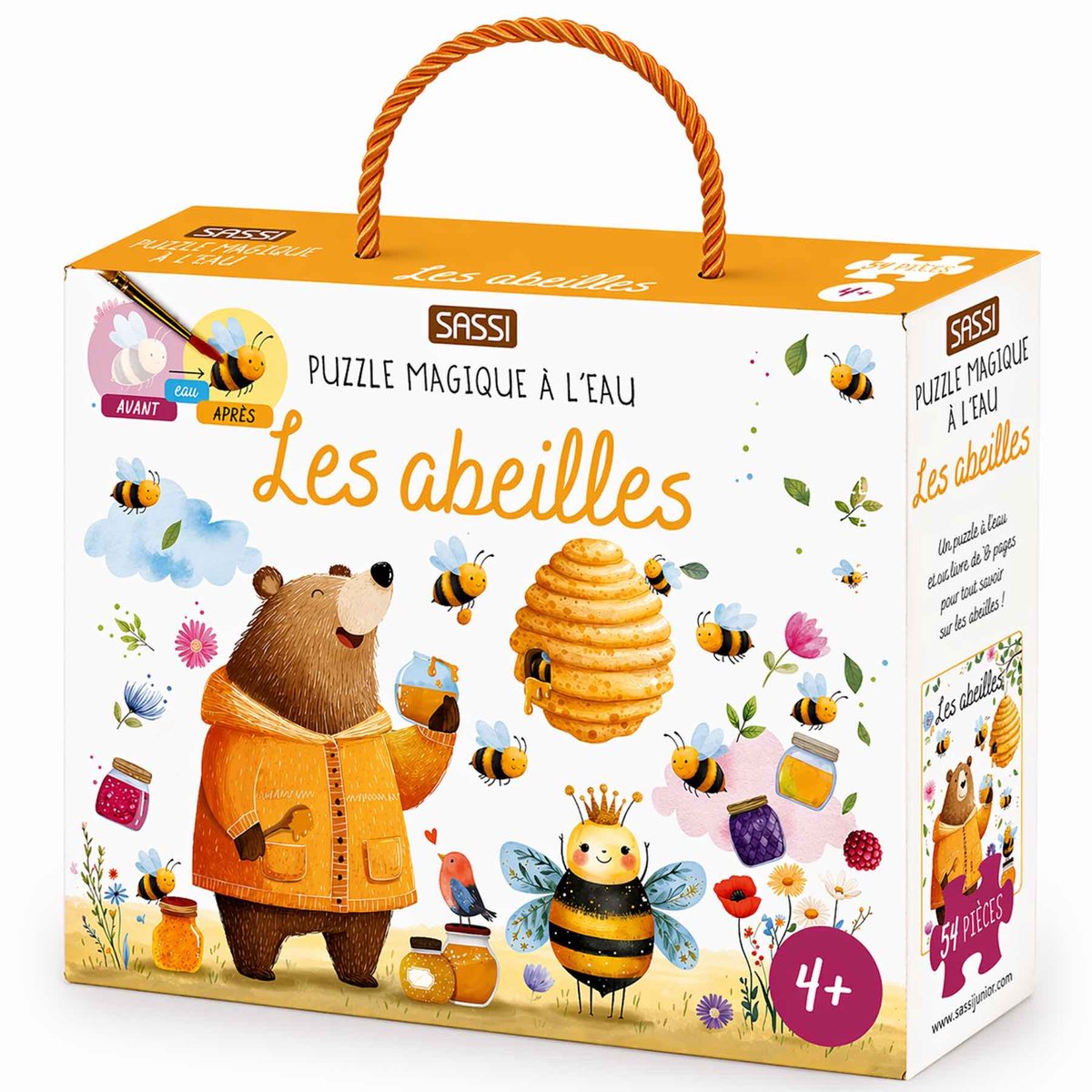 Sassi Junior - Magische waterkleurboek puzzel herbruikbaar voor kinderen - Bruin