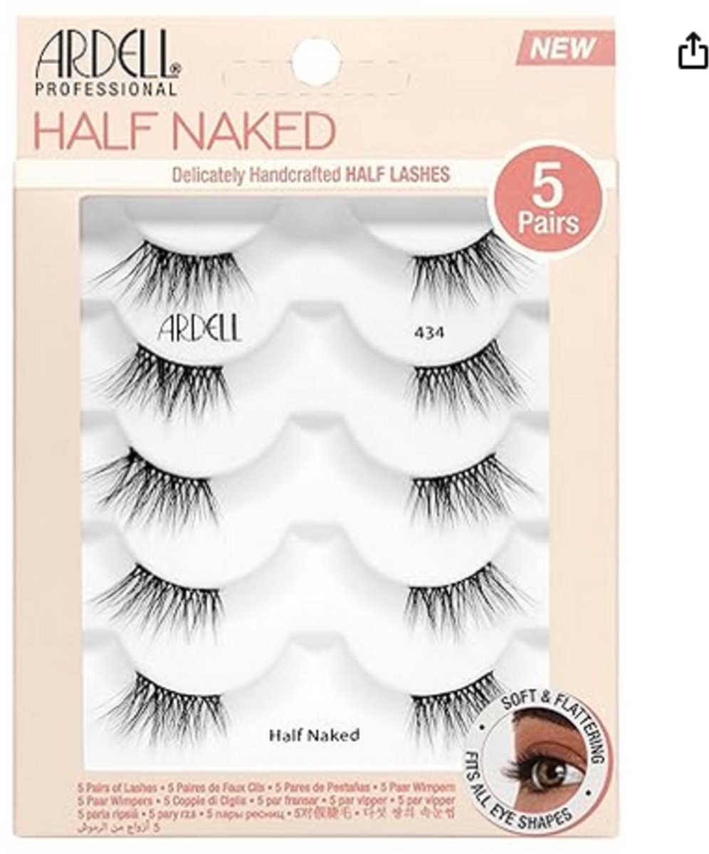 ARDELL Half Naked 434 - Kunstwimpers - Natuurlijke, Gekrulde, 5 Paar