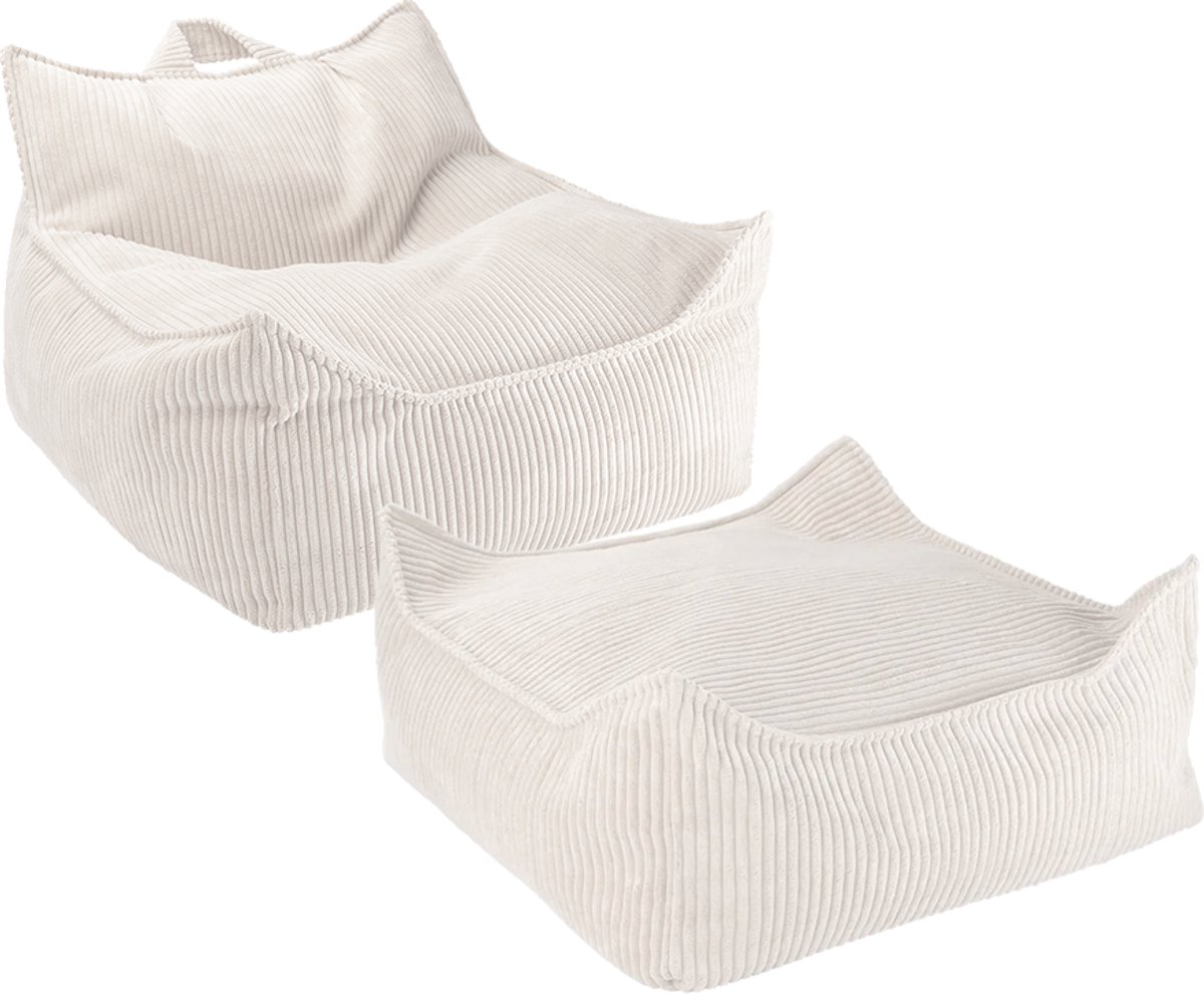 Wigiwama Beanbag Chair/Zitzak met Ottoman - Marshmallow