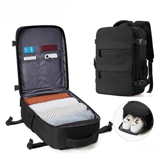 Rugzak - Underseater 40x30x20 cm - Travel rugzak met 15,6 inch Laptopvak- Uitbreidbare Waterdichte Reistas - Zonder Vacuum