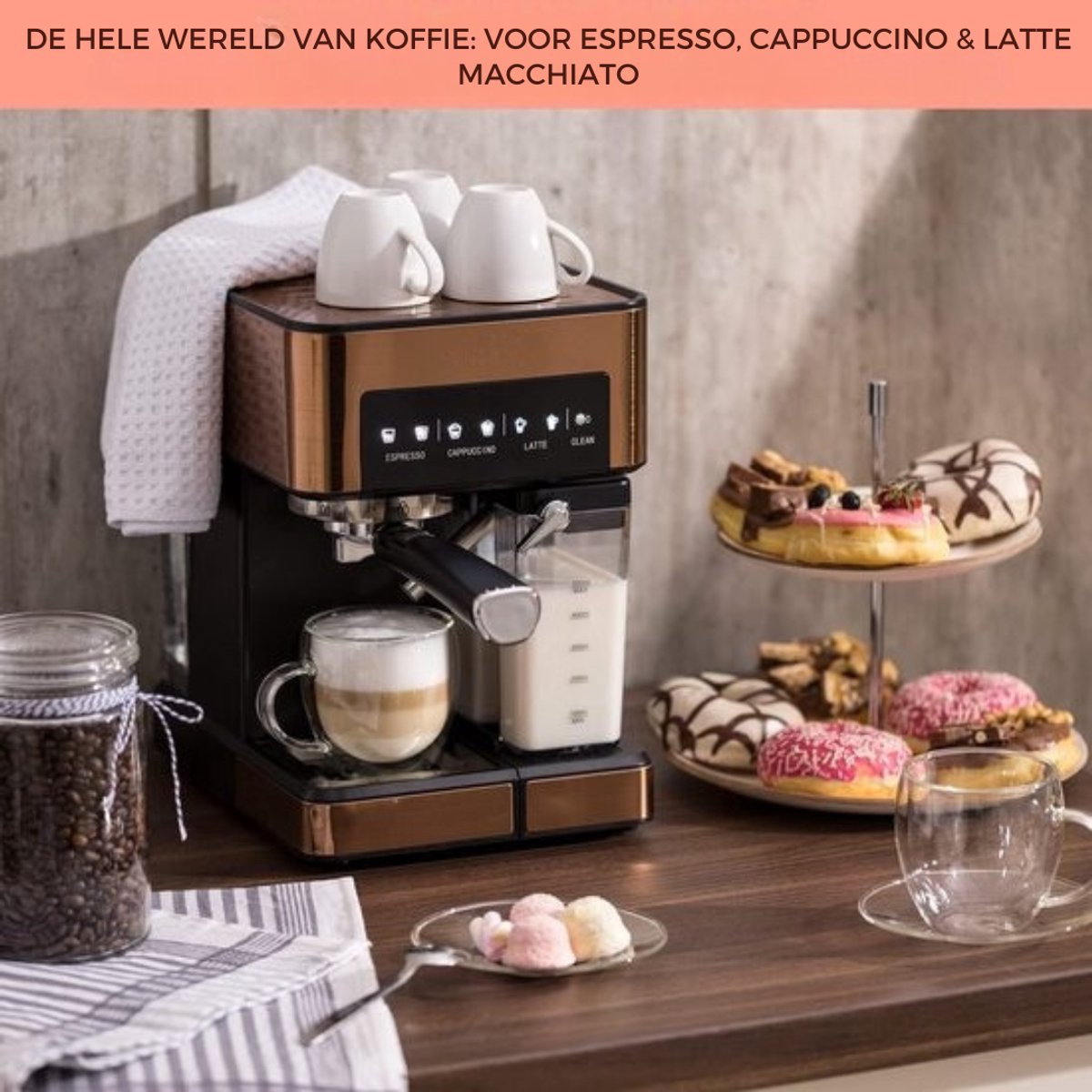 Thuys - Espressomachine - Koffiezetapparaat - Koffiemachines - Bruin — afbeelding 3