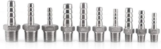 Slangschors Roestvrij Staal SS304 Mannelijke schroefdraad koppelingsaansluiting BSP - 1/8-1/2 1/4 x 10mm - ZILVER - voor verschillende buizen - nodig . van Parker — afbeelding 3