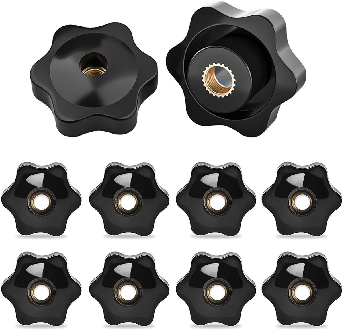 M10 Draad Klemmoeren Set van 10 Stuks, Sterkop Klemmoeren voor Machines en Industrieel Gebruik - 38mm Draad Klem Knopen