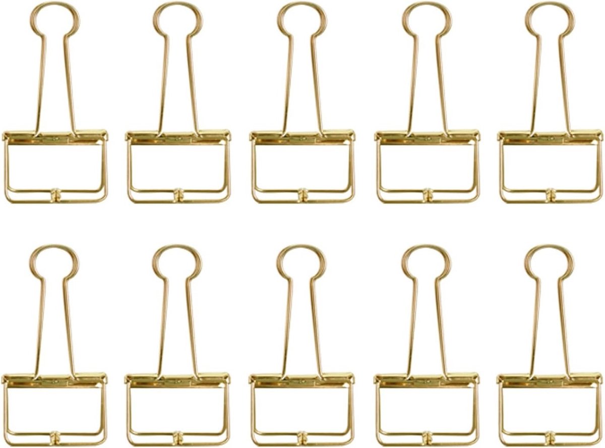 Gouden Bindclips Set van 10 Stuks, 32mm Holle Metalen Clips voor Planner, Kranten, Laptop en Meer, Ideaal voor Kantoor, Thuis en Schoolgebruik