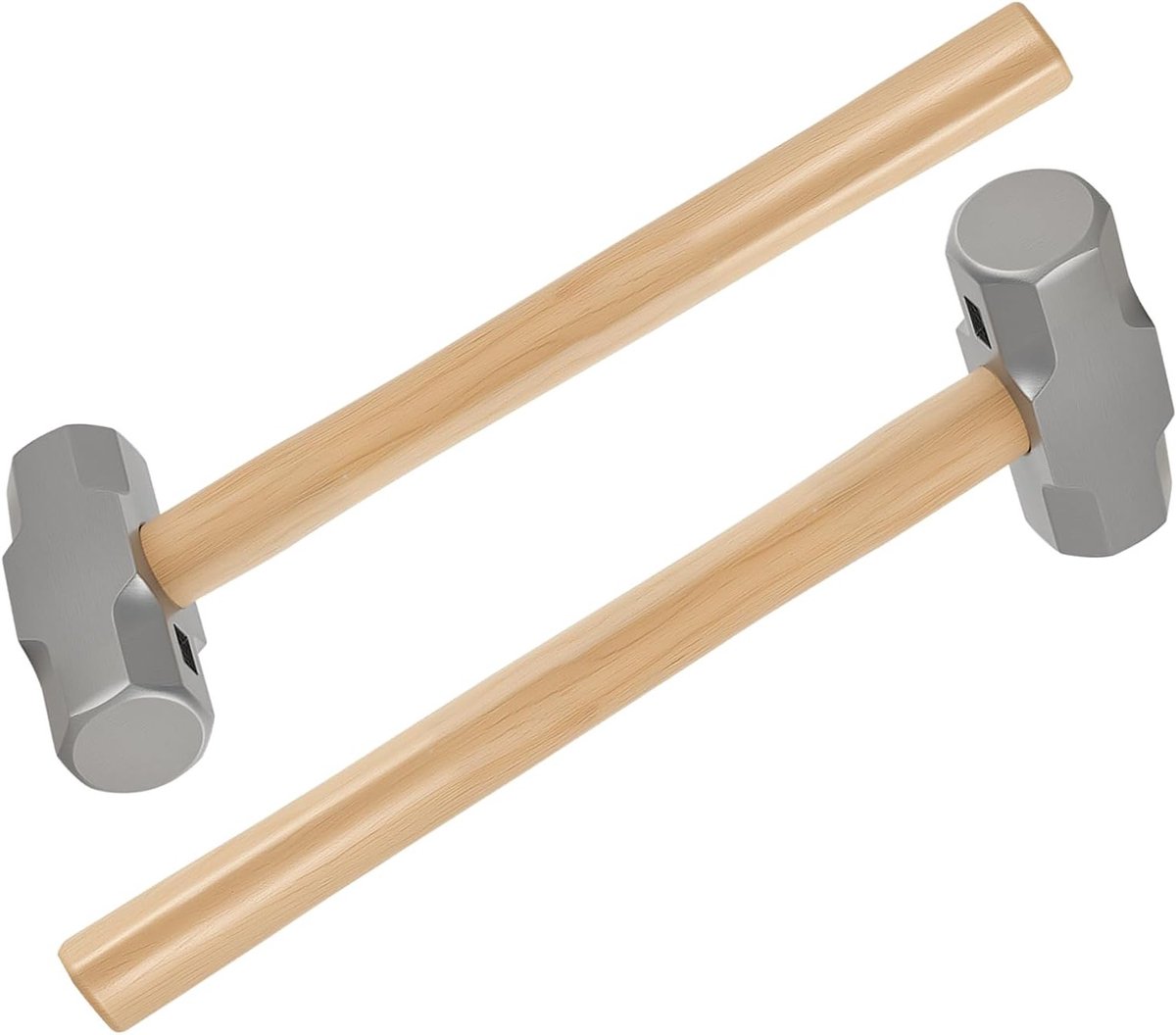 Set van 2 sledge hammers van 2000 g met houten handvat, ideaal voor sloopwerk, beton breken en palen slaan