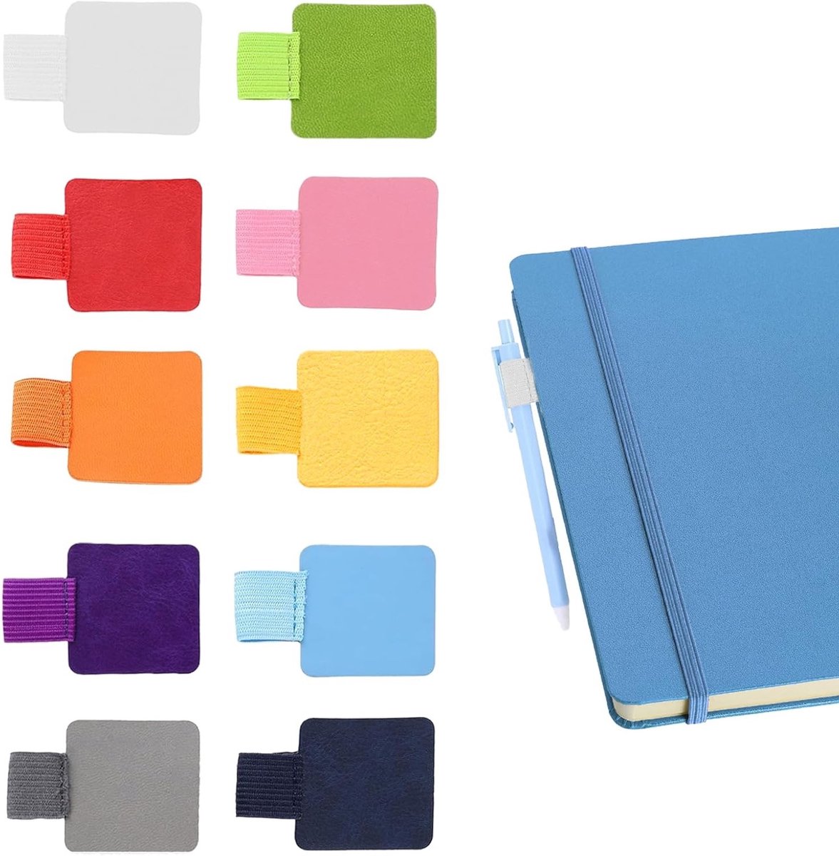 Zelfklevende Penhouder voor Notitieboek - Set van 10 Kleurige Penlussen voor Agenda, Dagboek en Tablet