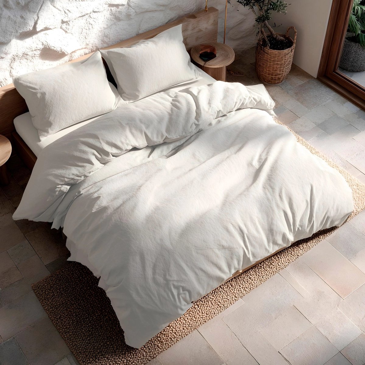 GAMUSI Dekbedovertrekset 100% Katoen – Lichtgrijs – 144 thread count (TC) katoen voor zacht en ademend slaapcomfort – Drukknoopsluiting 240 x 220 cm + 2 Kussenslopen
