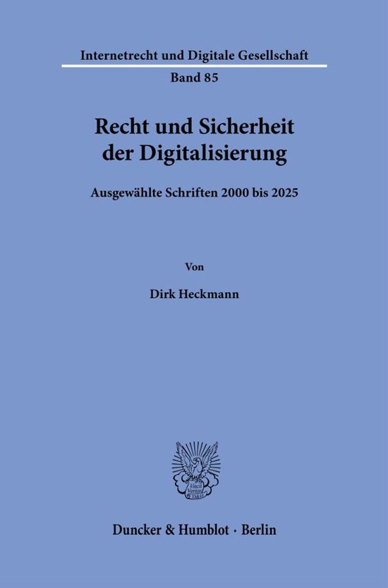 Internetrecht und Digitale Gesellschaft85- Recht und Sicherh ... - cover