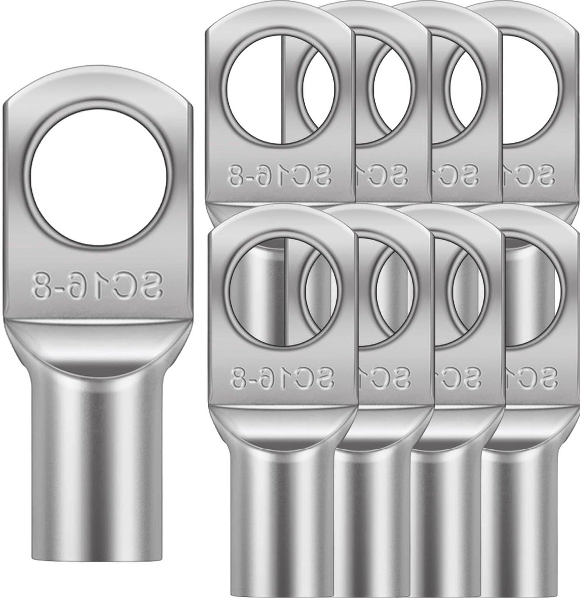 Set van 10 M6 Buislugs, Koper Krimpverbindingen en Klemmen voor Accukabels, Voedingsdozen, Auto's en Botensystemen
