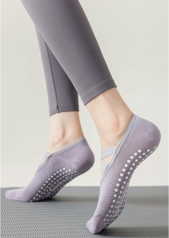 5 Paar - Dames Antislip Yoga Pilates Sokken - 5 kleuren - Gripsokken voor binnen - Polyester - Antislip sokken - Ademend sokken - Yoga Sokken - Voor Ballet, Dans, Fitness & Dagelijkse Workouts — afbeelding 3
