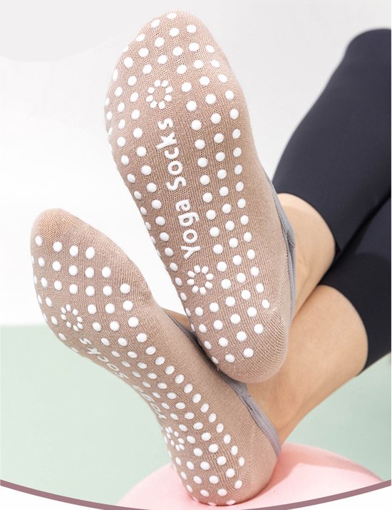 5 Paar - Dames Antislip Yoga Pilates Sokken - 5 kleuren - Gripsokken voor binnen - Polyester - Antislip sokken - Ademend sokken - Yoga Sokken - Voor Ballet, Dans, Fitness & Dagelijkse Workouts — afbeelding 4