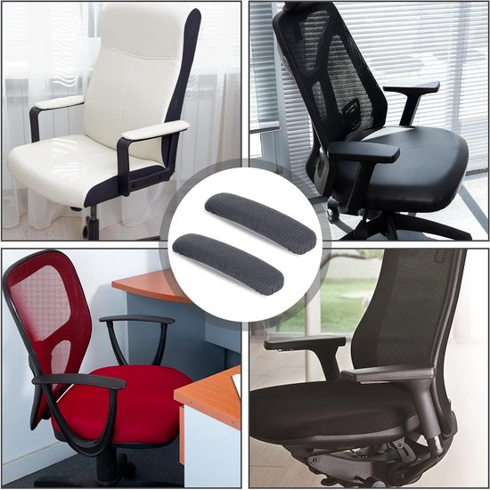 Verwijderbare Armleuningen voor Kantoorstoelen - 2 Stuks Polyester Armsteunhoezen, Wasbaar en Rekbaar voor Universele Gaming en Kantoorstoelen (Donkergrijs) van Merkloos — afbeelding 4