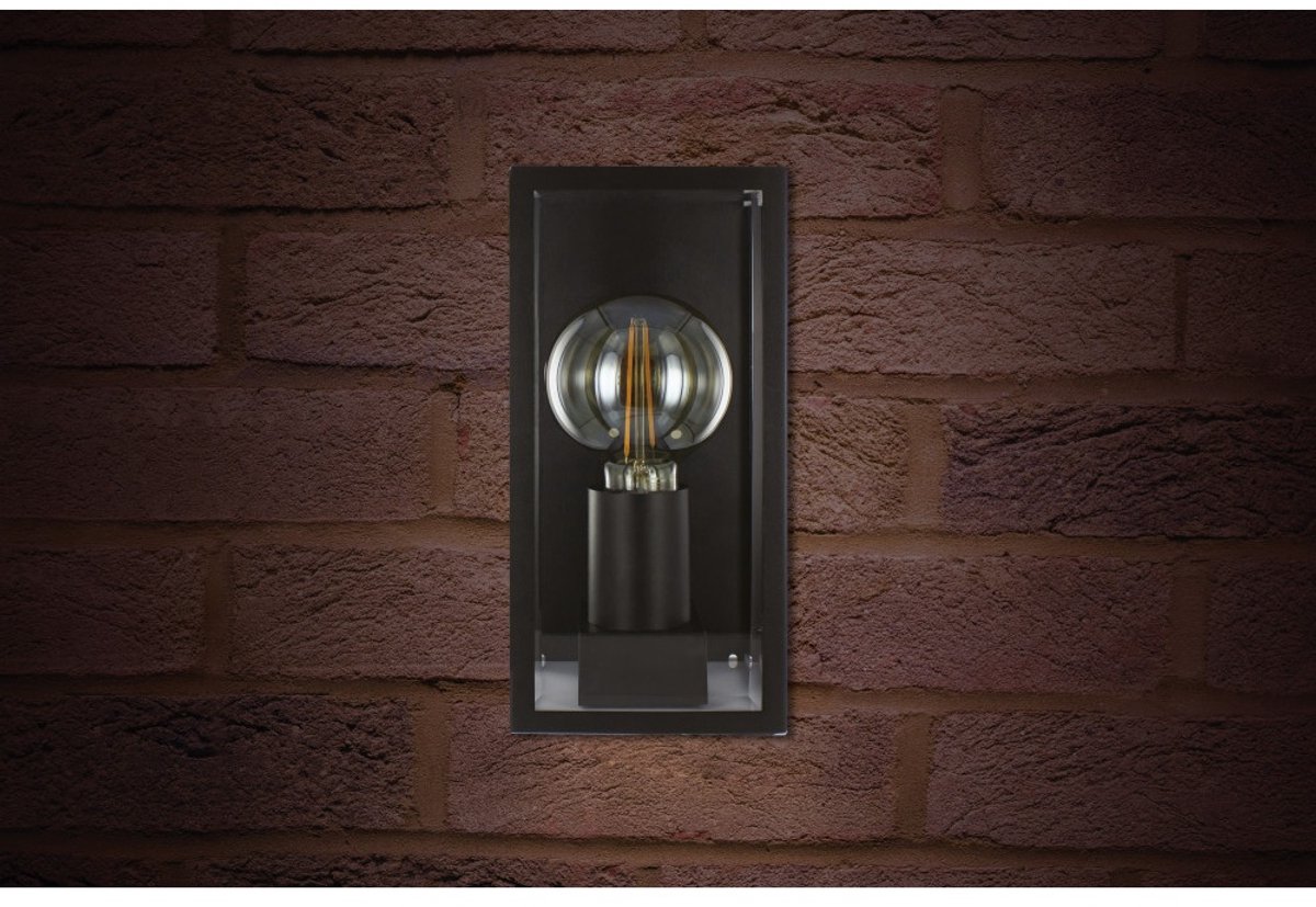 Integral wandlamp zwart IP44 voor 1x LED lamp (niet meegeleverd) Buitenlamp | E27