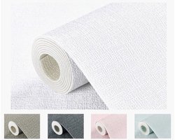 Mogi Products- Isolerend Behang - Zelfklevend Behang voor Woonkamer & Slaapkamer - ± 2 mm Dik en Waterbestendig-Linnenstructuur Wit - Isolatie behang