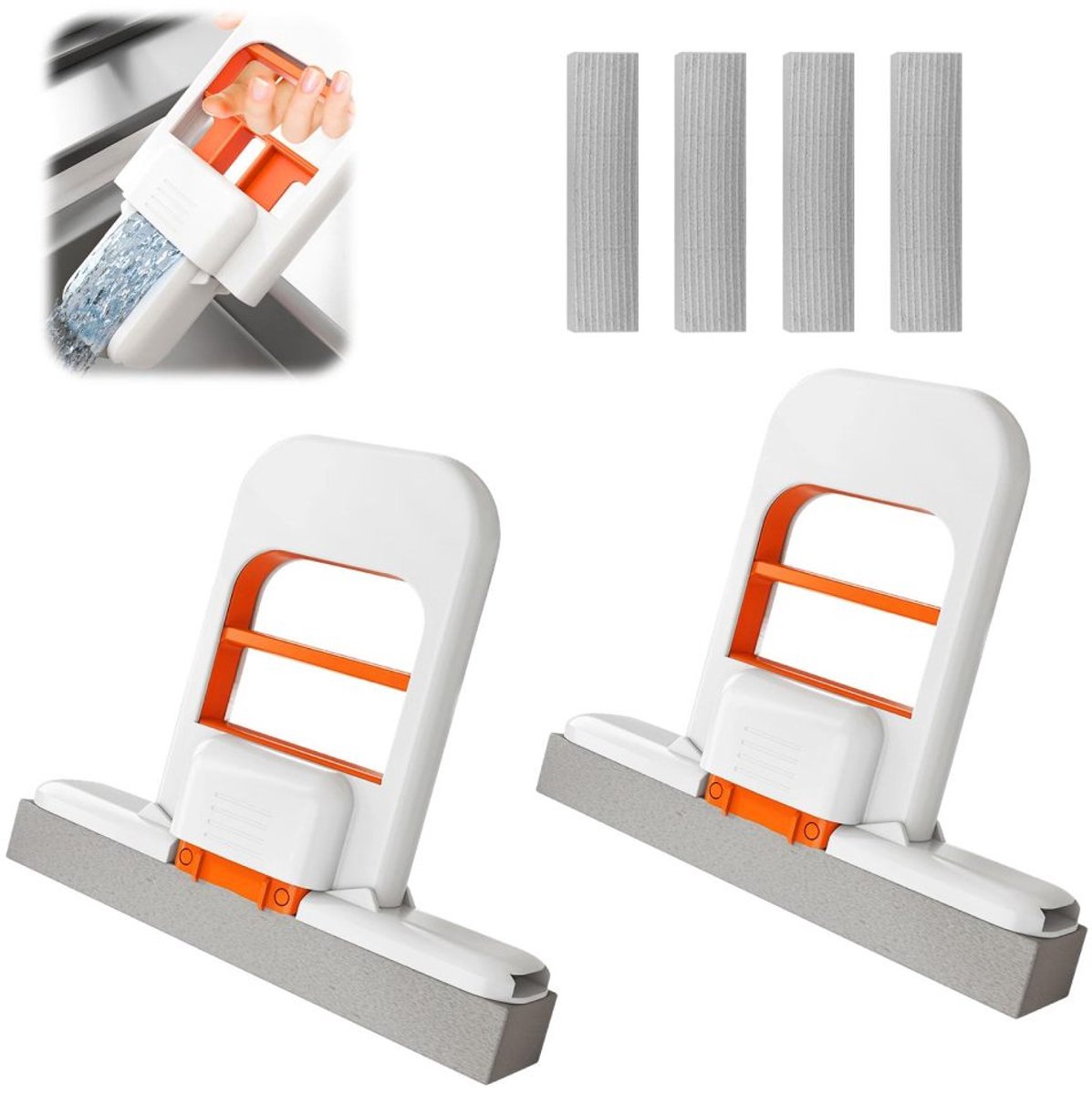 carmdering - Mini-mop - Bureaudweil - Dweil - Sponsdweil - Opvouwbaar, ABS handvat, zelf uitwringend - Nanospons verwijdert vlekken zonder krassen - Streepvrij, ideaal voor aanrecht, glas en auto - Ruimtebesparend, perfect voor thuis en reis