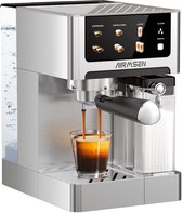 AIRMSEN Espressomachine - 20 Bar - Met Automatische Melkopschuimer - Pistonmachine - Zilver