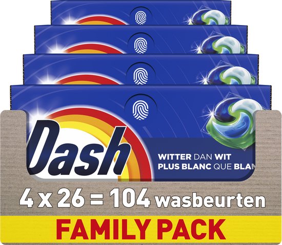 Capsules de lavage Dash PODS® - plus blanc que blanc - 4 x 26 lavages