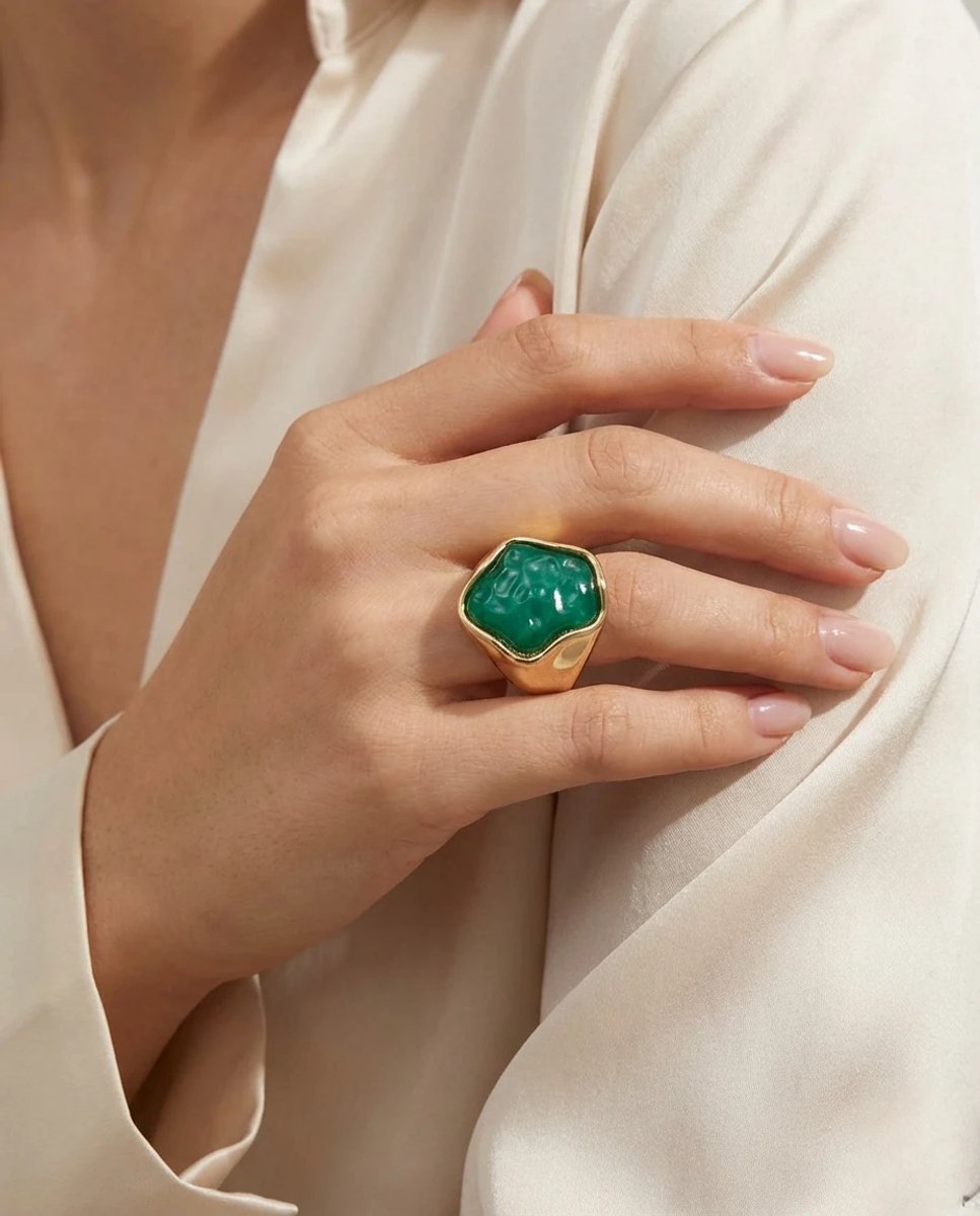 Dorvina Messing Verkleurt Niet Sieraad Goudkleurig Groen Boncuklu 3 Adet Ring Dames Ring Combinatie Seti