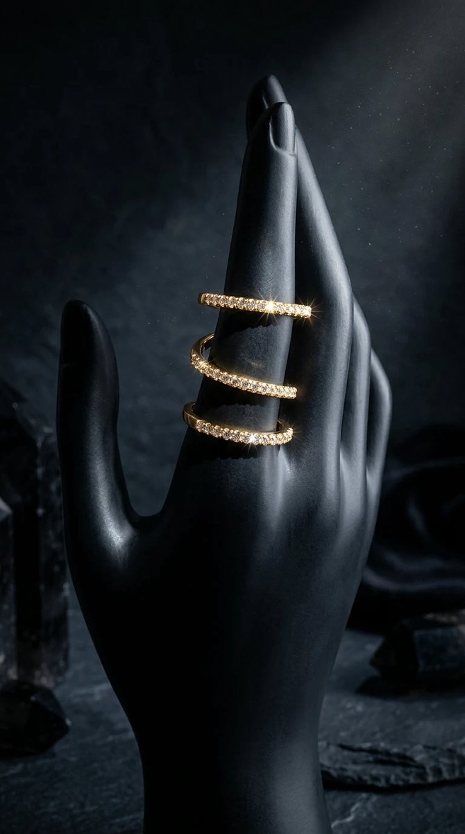 Dorvina Messing Dames Ring VIP Goudkleurig Zirkonia 3 Ring Parmak Aksesuari Verstelbaar Vintage Dames Ring