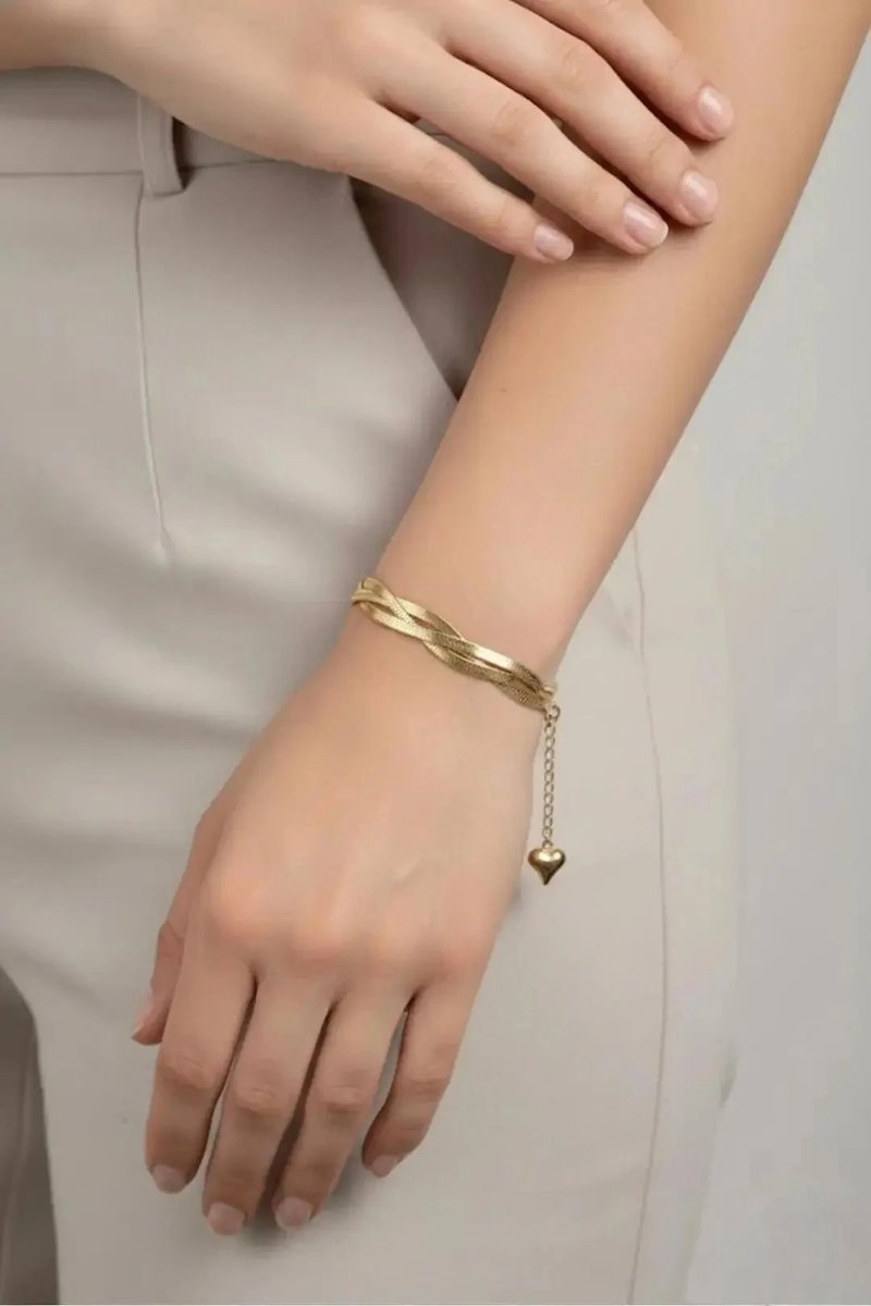 Dorvina Staal Dames Armband Orgu Italyan Ketting Model Goudkleurig 316L Verkleurt Niet | Stijlvol en Duurzaam Sieraad