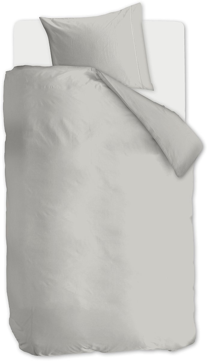 Auping Pearl grey satin Dekbedovertrek - Eenpersoons 140 x 220 cm - Katoensatijn - Grijs