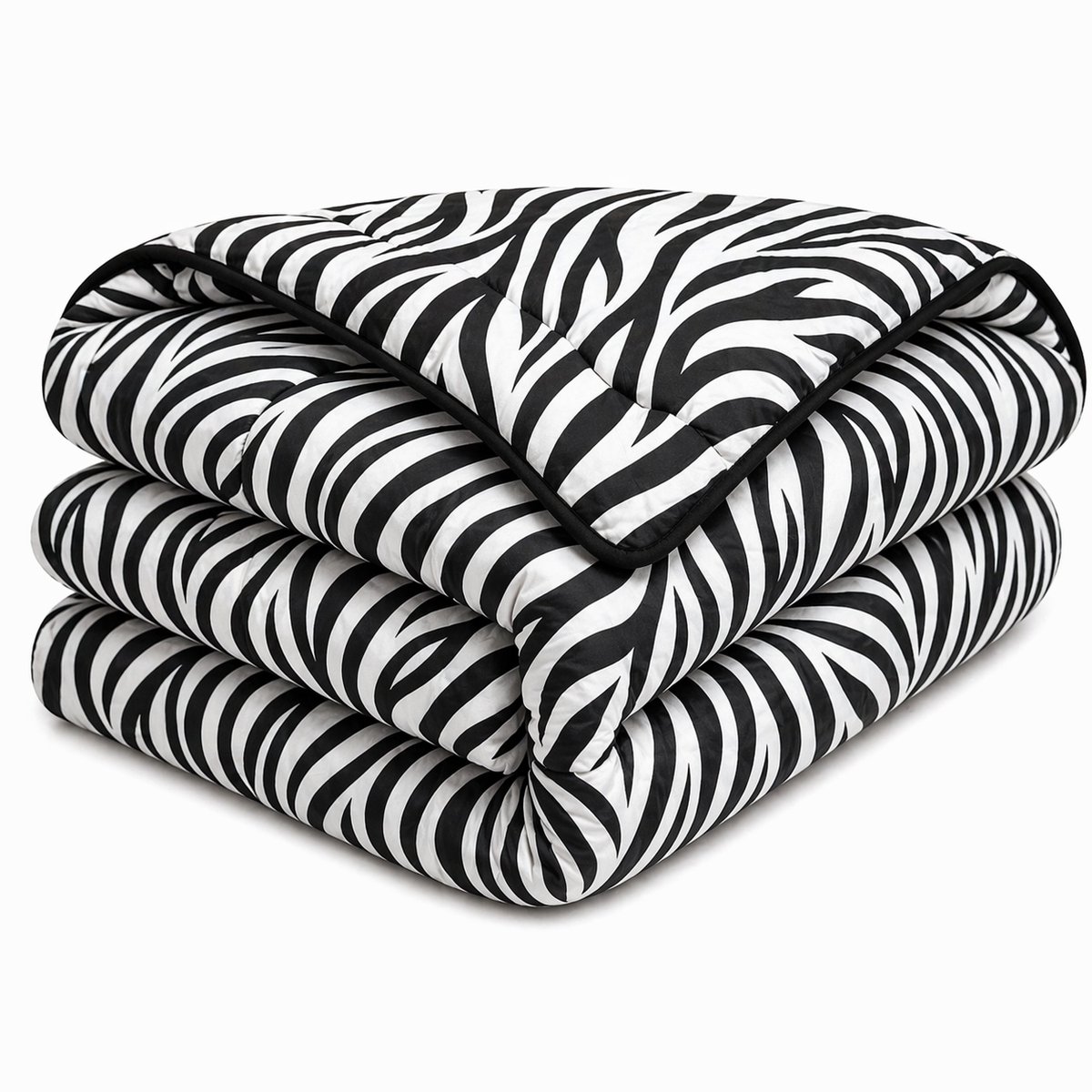 SlaapVaak SlaapSnel Dekbed - Zebra Print Dekbed - Dekbed zonder Overtrek - All Year Dekbed - Hoesloos Dekbed - Anti-Allergisch - Wasbaar - Tweepersoons - 200x200 cm - Zwart/Wit