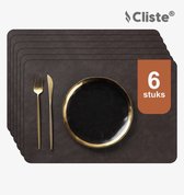 Set de 6 sets de Napperons en cuir Cliste Luxe - 45x30 cm - Zwart élégant - Décoration de table élégante - Set de table antidérapant - Dessous de verre