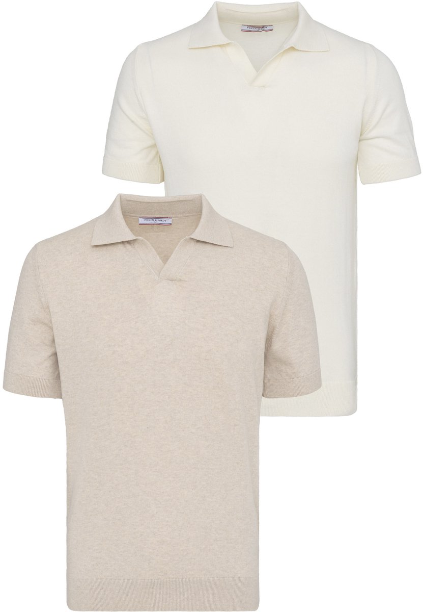 Felix Hardy Polo Shirt Korte Mouwen 100% Katoen - 2 Pack Heren Beige-Ecru - M