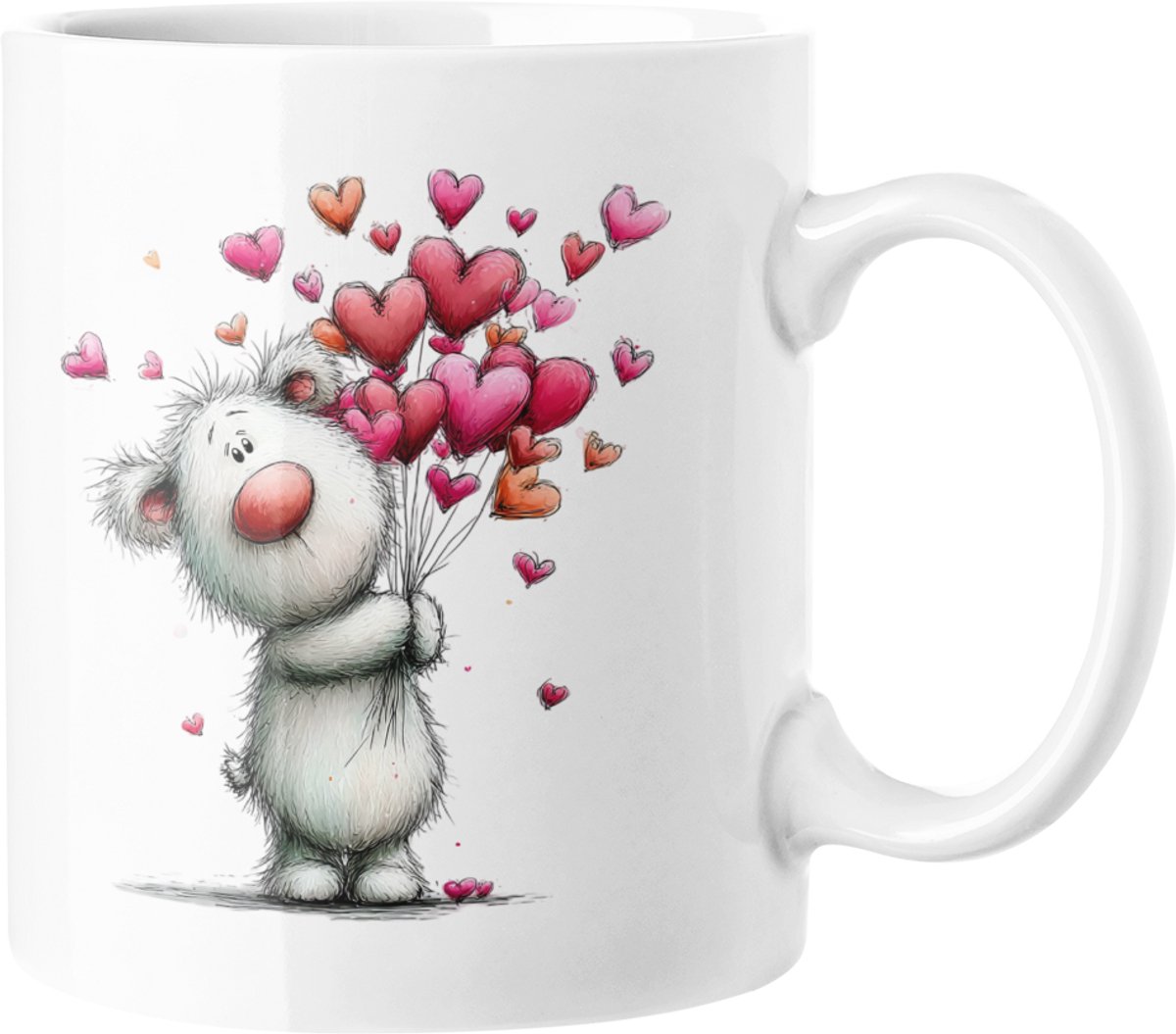 Schattige Teddybeer Hart Ballonnen Mok - Valentijnsdag Liefde Cadeau Koffiekopje