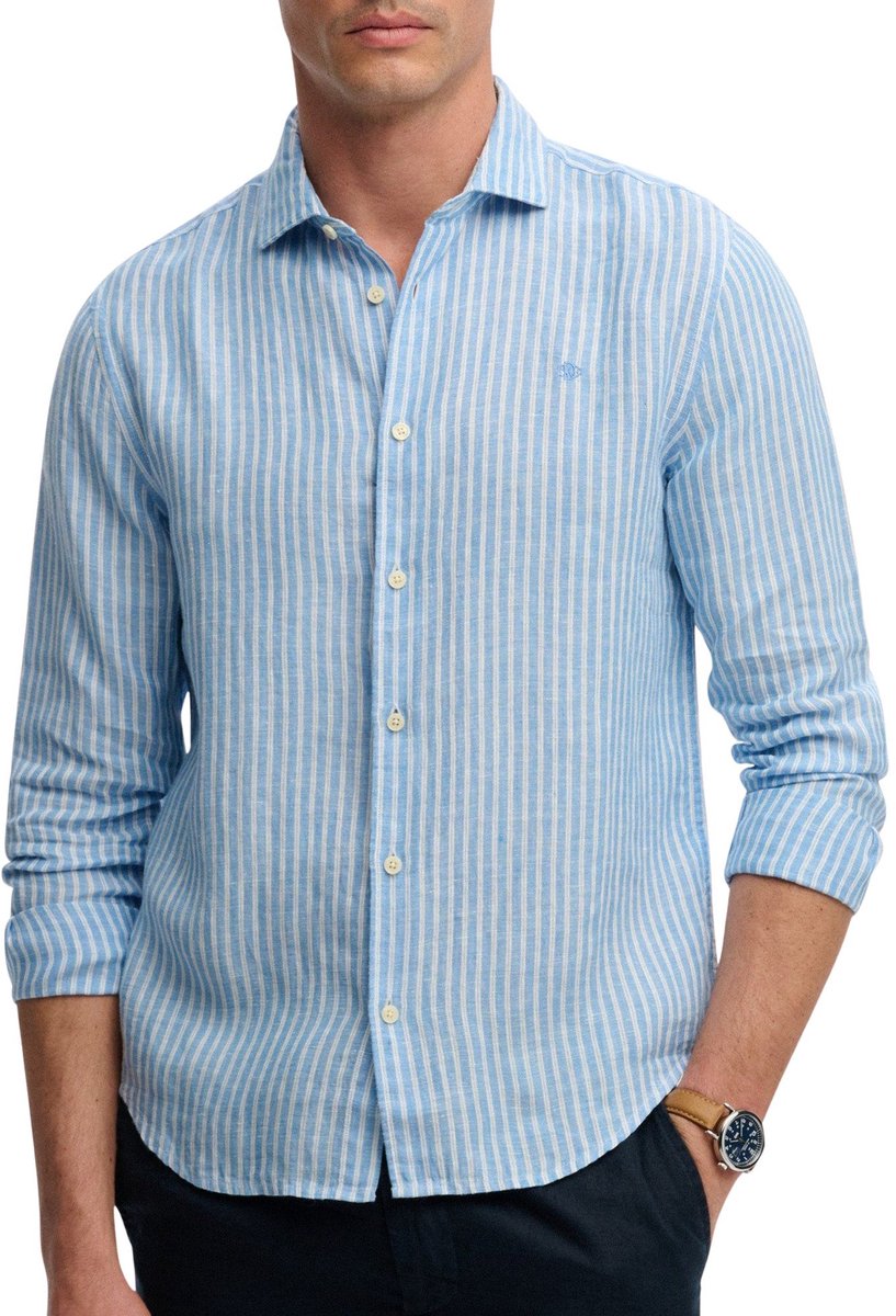 Superdry Overhemd Linnen Riviera Stripe – Heren Overhemden Casual Blauw