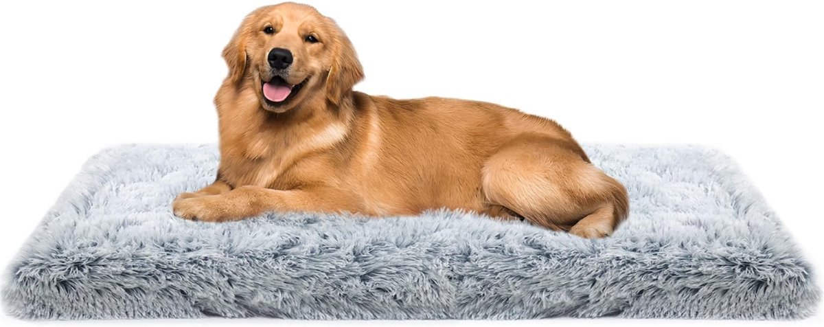 HEZIVO® Hondenkussen 120 x 80 - Orthopedisch Hondenbed - Comfortabel - Wasbaar - Lang Pluche - Grijs