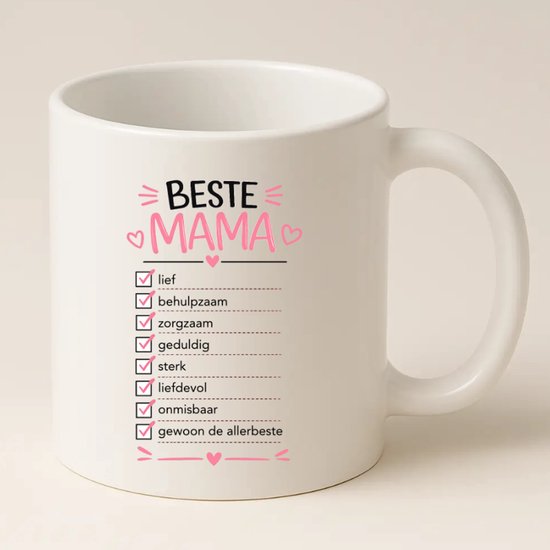 Beste Mama Checklist Mok (Wit) – Moederdag Cadeau, Verjaardag Mama, Lief & Origineel Geschenk voor Moeder
