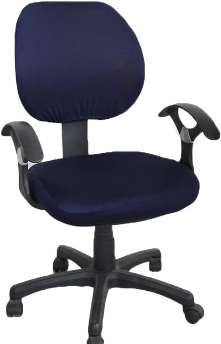 Stretchable en Wasbare Stoelhoezen voor Kantoorstoelen - Universele Bescherming voor Draaiende Rugleuningen en Kussens (Marineblauw)